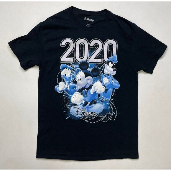 Disney Mickey Mouse Goofy Donald 2020 T-shirt Women Medium Black - Picture 1 of 5